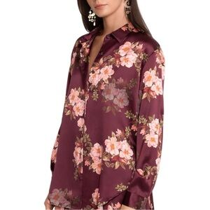 Johnny Was Amanza Roll Sleeve Silk Shirt Petite Small PS Winonna